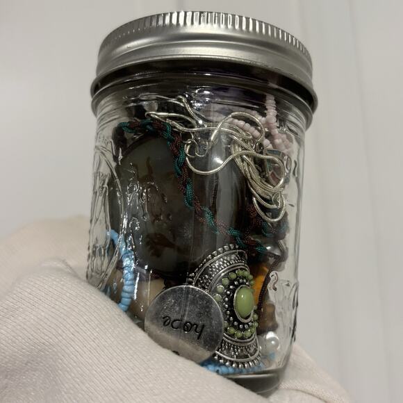 Mystery Jewelry Jar 1 Pound 20+ Mixed Lot Wearable Costume Coastal Boho Theme - Picture 4 of 8